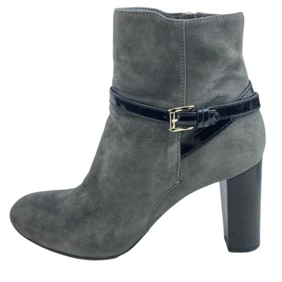 Tod's Women's Gray Suede Leather Block Heel Buckle Strap Ankle Boots 38.5 US 8
